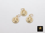 925 Sterling Silver Sun Charm, 14 K Gold Filled Sunshine Happy Face # 2264, Mini Charms Jewelry