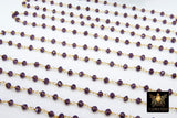 22k Gold Plated Amethyst Chain, 4 mm Purple Crystal Beaded Chains CH #305, LSU Jewelry Bulk