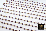 22k Gold Plated Amethyst Rosary Chain, 4 mm Purple Crystal Beaded Chains CH #305, LSU Jewelry Bulk