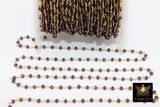 22k Gold Plated Amethyst Chain, 4 mm Purple Crystal Beaded Chains CH #305, LSU Jewelry Bulk