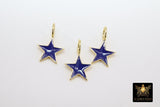 Star Charms and Pendants, Small or Large Gold Starburst in White, Black or Baby Blue Enamel Big Hole Bails