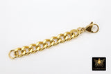 Gold Curb Chain Extenders, Silver Converter for Necklace, Fastening Clasps Bracelets # 2287