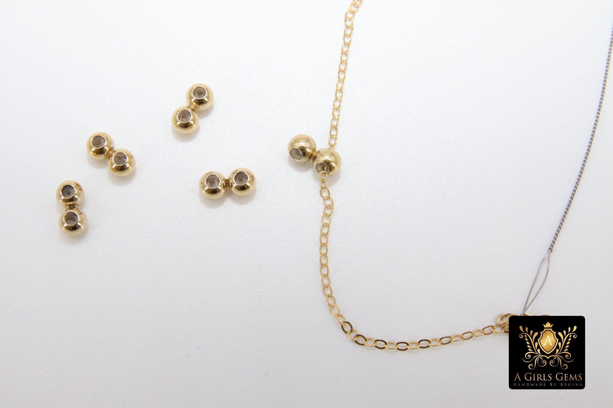 925 Sterling Silver Slider Beads, 14 K Gold Filled Dainty Chain Silicon Stopper Beads # , 5.0 mm