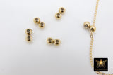 Slider Beads, 14 K Gold Filled Soldered Silicon Stopper Beads # 2144, 2 Hole Bolo Dainty Chain Lariat Jewelry Findings