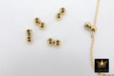 Slider Beads, 14 K Gold Filled Soldered Silicon Stopper Beads #2144, 2 Hole Bolo Dainty Chain Lariat Jewelry Findings