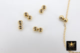 925 Sterling Silver Slider Beads, 14 K Gold Filled Dainty Chain Silicon Stopper Beads #2145, 4 mm 6 mm 8 mm