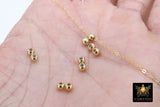 Slider Beads, 14 K Gold Filled Soldered Silicon Stopper Beads # 2144, 2 Hole Bolo Dainty Chain Lariat Jewelry Findings