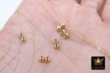 Slider Beads, 14 K Gold Filled Soldered Silicon Stopper Beads # 2144, 2 Hole Bolo Dainty Chain Lariat Jewelry Findings