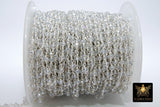Clear Crystal AB Rosary Chain, 4 mm Mystic AB CH #439, Silver Wire Wrapped,Glass Beaded Chains