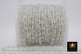 Clear Crystal AB Chain, 4 mm Mystic AB CH #439, Silver Wire Wrapped,Glass Beaded Chains