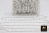 Clear Crystal AB Chain, 4 mm Mystic AB CH #439, Silver Wire Wrapped,Glass Beaded Chains