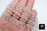 Clear Crystal AB Chain, 4 mm Mystic AB CH #439, Silver Wire Wrapped,Glass Beaded Chains