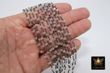 Clear Crystal AB Chain, 4 mm Mystic AB CH #439, Silver Wire Wrapped,Glass Beaded Chains