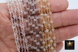 Clear Crystal AB Chain, 4 mm Mystic AB Black CH #439, Gold or Silver Wire Wrapped