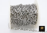 Silver Stainless Steel Chain, 304 Gold Oval Chains, 7 mm Unfinished Cable Necklace Chains CH #148