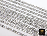 Stainless Steel Chain, 304 Silver Flat Dainty Curb Chains CH #213, 7 mm Unfinished Flat Diamond Cut Chains