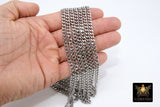 Stainless Steel Chain, 304 Silver Flat Dainty Curb Chains CH #213, 7 mm Unfinished Flat Diamond Cut Chains