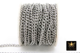 Stainless Steel Chain, 304 Silver Flat Dainty Curb Chains CH #254, 6 mm Unfinished Cable Necklace Chains