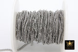 Stainless Steel Chain, 304 Silver Faceted Dainty Curb Chains CH #164, 4 mm Unfinished Necklace Chains