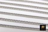 Stainless Steel Chain, 304 Silver Faceted Dainty Curb Chains CH #164, 4 mm Unfinished Necklace Chains