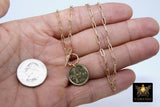 Coin Necklace, Medallion 14 K Gold Toggle Double Wrap Choker, Cross Coin