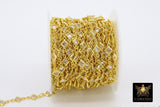 CZ Chain By The Yard, Genuine Diamond Shape CZ Bezel Chain Gold CH# 548, Silver Wholesale Cz Connector Chains