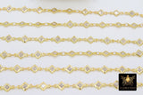 CZ Chain By The Yard, Genuine Diamond Shape CZ Bezel Chain Gold CH# 548, Silver Wholesale Cz Connector Chains