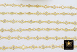 Silver CZ Chain By The Yard, Genuine Diamond Shape CZ Bezel Chain Gold CH# 549, By The Yard or By the Foot