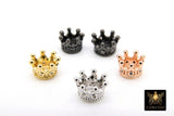 CZ Micro Pave Crown, Shaped Beads #869, 3 Pcs Queen King Crown Spacers