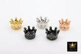 CZ Micro Pave Crown, Shaped Beads #869, 3 Pcs Queen King Crown Spacers