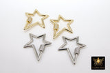 Carabiner Star Screw Clasps, Silver, Gold Large Cubic Zirconia Black Locks