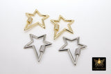 Carabiner Star Screw Clasps, Silver, Gold Large Cubic Zirconia Black Necklace Locks