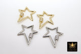 Carabiner Star Screw Clasps, Silver, Gold Large Cubic Zirconia Black Necklace Locks