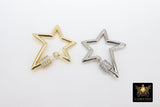 Carabiner Star Screw Clasps, Silver, Gold Large Cubic Zirconia Black Necklace Locks