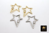Carabiner Star Screw Clasps, Silver, Gold Large Cubic Zirconia Black Necklace Locks