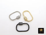 Rope Carabiner Lock, CZ Pave Mini Textured Screw Clasps, Small