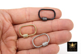 Rope Carabiner Lock, CZ Pave Mini Textured Screw Clasps, Small