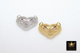 CZ Pave Heart Charms, Gold, Silver Large Heart Pendants