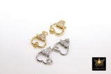 CZ Pave Gold Heart Lobster Clasps, Silver Heart Shape Claw #2352, Black Jewelry Clip Connectors