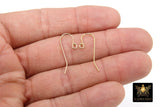 14 K Gold Filled Ear Wire Hooks, Ball End Earring Findings # 2168 , 12.0 x 25.0 mm Fancy Earring Components