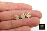Silver Oxidized CZ Pave Disc Charm, 14 K Gold, 925 Sterling Silver Round Cubic Zirconia Charms # 2142