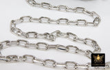 Faceted Gold Link Chain, Paperclip Rectangle Chains CH # 131, Silver Bracelet Large Oval Cable