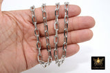 Faceted Gold Link Chain, Paperclip Rectangle Chains CH # 131, Silver Bracelet Large Oval Cable