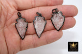 Arrowhead Charm Pendants, Small Gold and Black Crystal Quartz Arrow Tribal Pendants