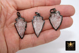 Arrowhead Charm Pendants, Small Gold and Black Crystal Quartz Arrow Tribal Pendants