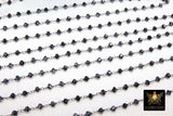 Gunmetal Black AB Chain, 4 mm Black Wire Wrapped Bead Chains CH# 335, Jewelry Findings