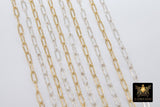 14 K Gold Filled Paperclip Chain, 7.3 mm 925 Silver or 14 20 Gold Unfinished Rectangle Drawn Chains CH# 755, By The Foot