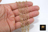 14 K Gold Filled Flat Cable 6.5 mm Chain, 10.5 mm 14 20 Unfinished Elongated CH #760, Long Short Chain CH #759