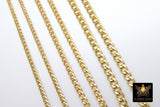 Gold Cuban Curb Chain, 304 Stainless Steel Heavy Flat Miami Diamond Cut Oval Jewelry Chains CH #217, By the Yard