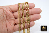 Gold Cuban Curb Chain, 304 Stainless Steel Heavy Flat Miami Diamond Cut Oval Jewelry Chains CH #217, By the Yard